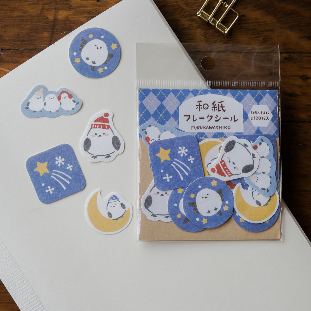 Furukawa Paper Paper Sticker Flakes - QSA331 Bird and Starry Sky