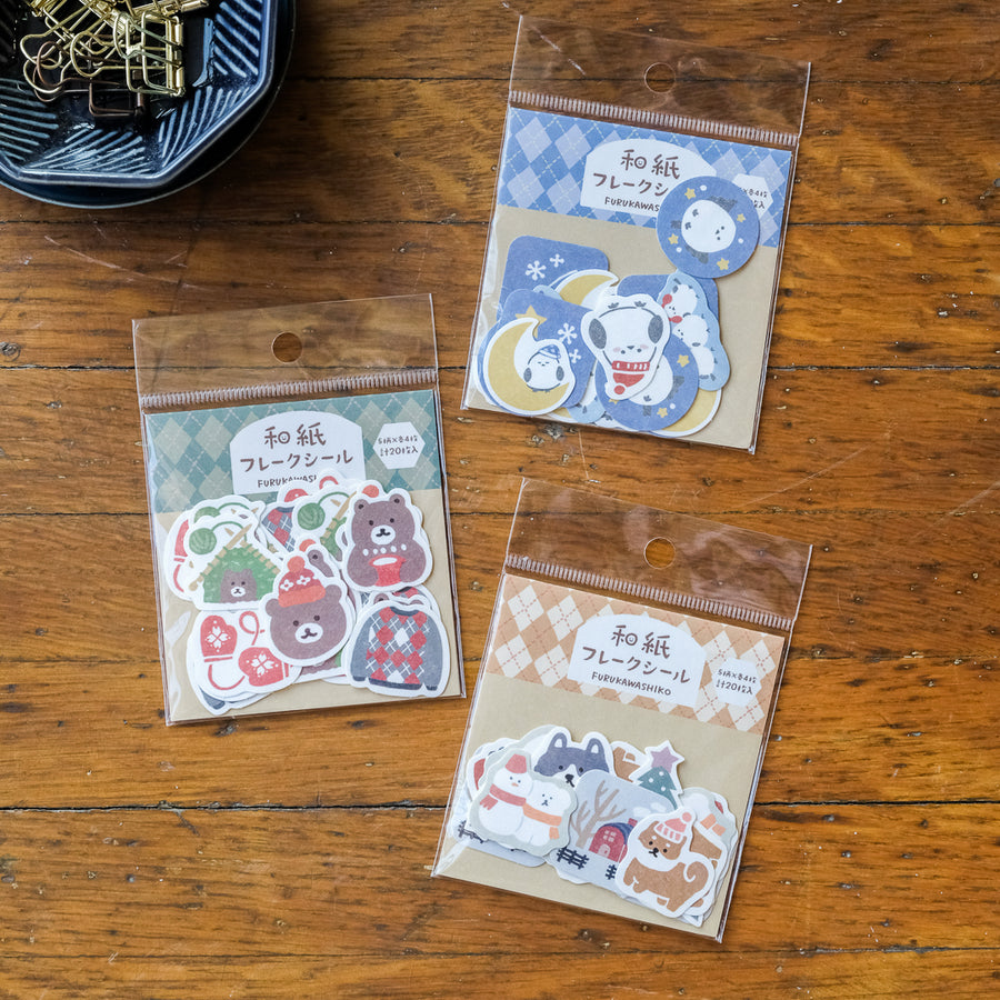 Furukawa Paper Paper Sticker Flakes - QSA332 Dog and Snow