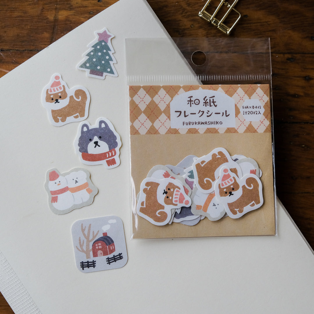 Furukawa Paper Paper Sticker Flakes - QSA332 Dog and Snow