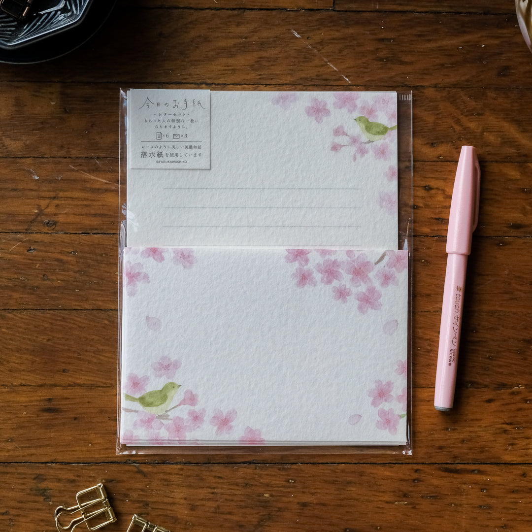 Sakura Writing Set Furukawa Today's Letter Set - Sparkling Sakura - Paper Plus Cloth