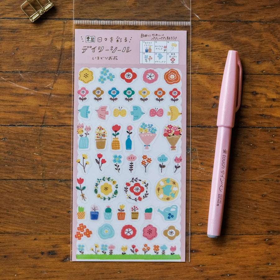 Furukawa Sticker Sheet - QS133 Our Daily Sticker Colorful Flowers