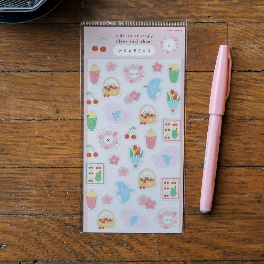 Furukawa Sticker Sheet - QS271 Cat and Sakura