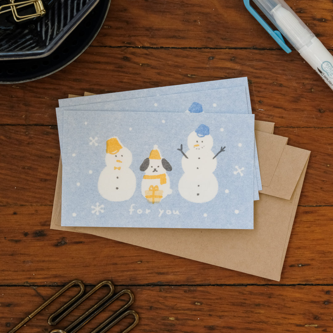 Furukawa Retro Mini Card - Snowman and Dog