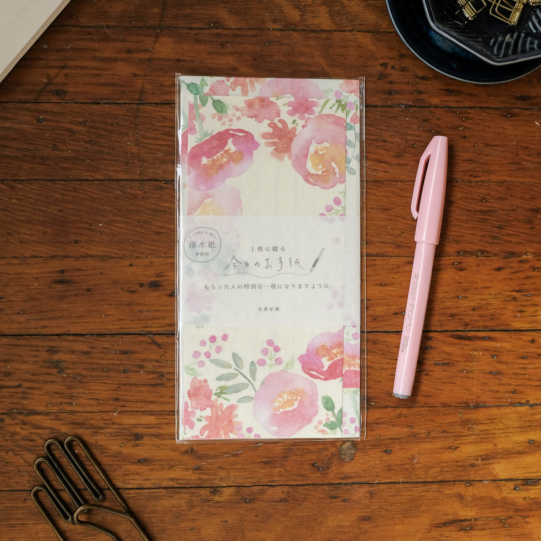 Furukawa Today's Letter Set - Pink Flowers LIK26