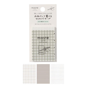 Maste Writeable Perforated Washi Tape Sheet - Gingham Check Gray