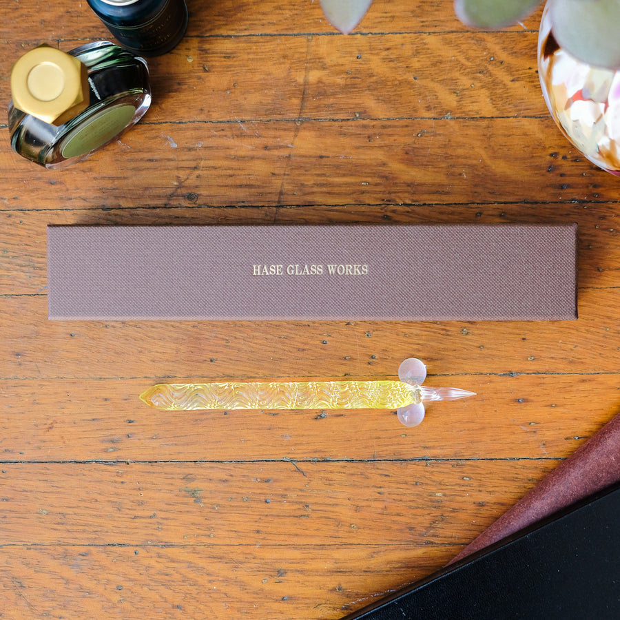Glass Pen - HASE - Ripples Normal Nib - Yellow