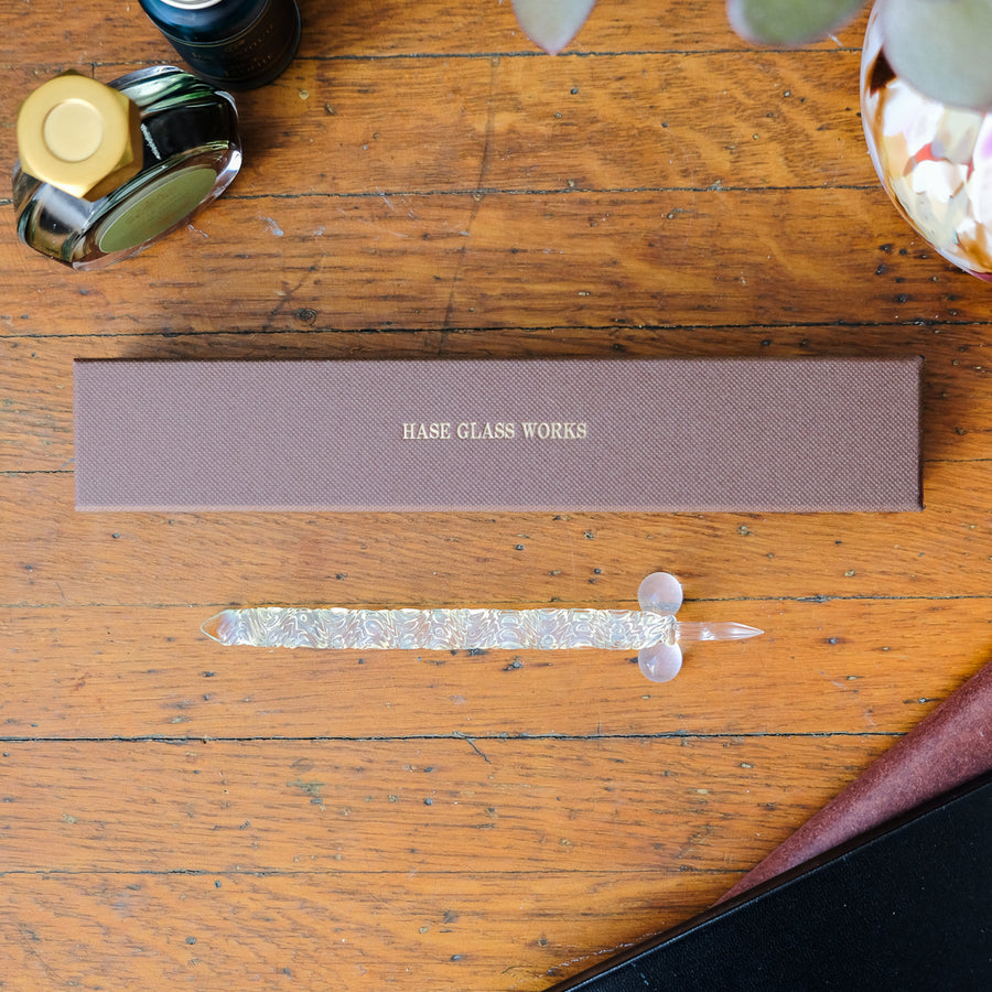 Glass Pen - HASE - Ripples Normal Nib - Pale Yellow