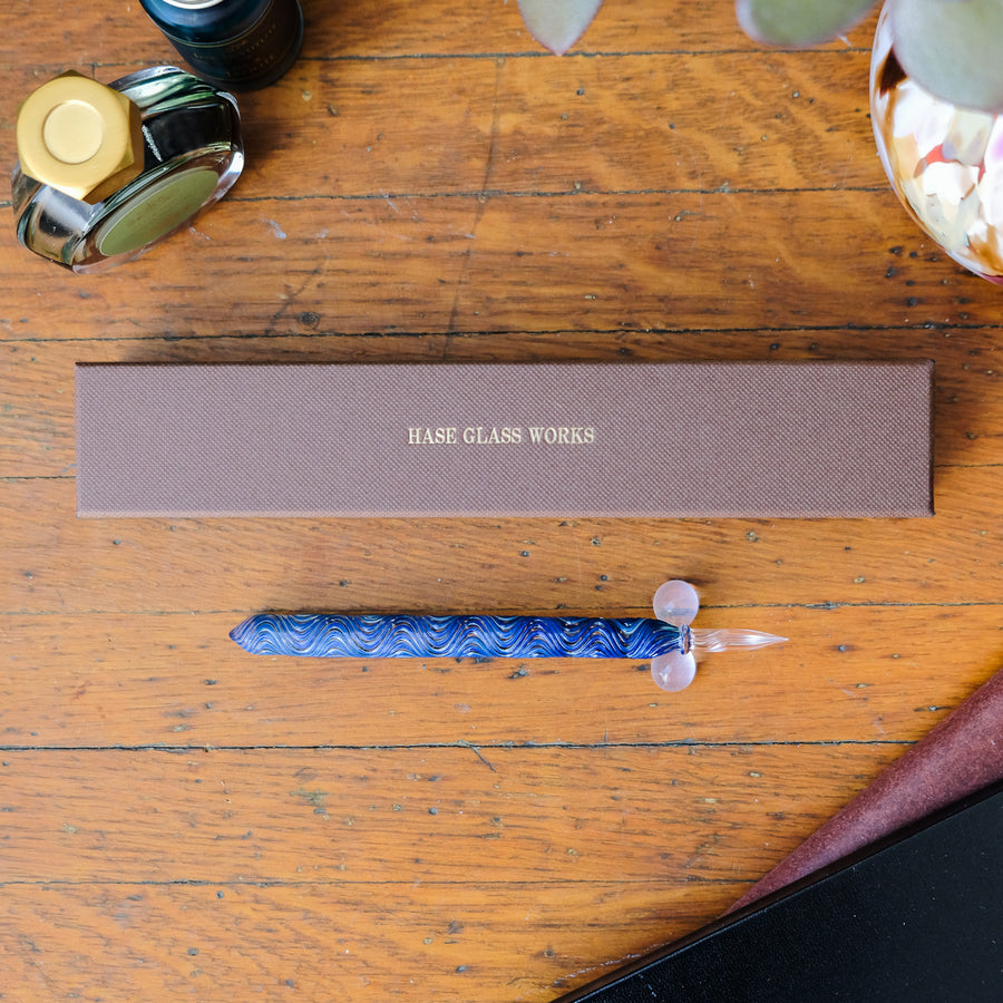 Glass Pen - HASE - Ripples Normal Nib - Indigo