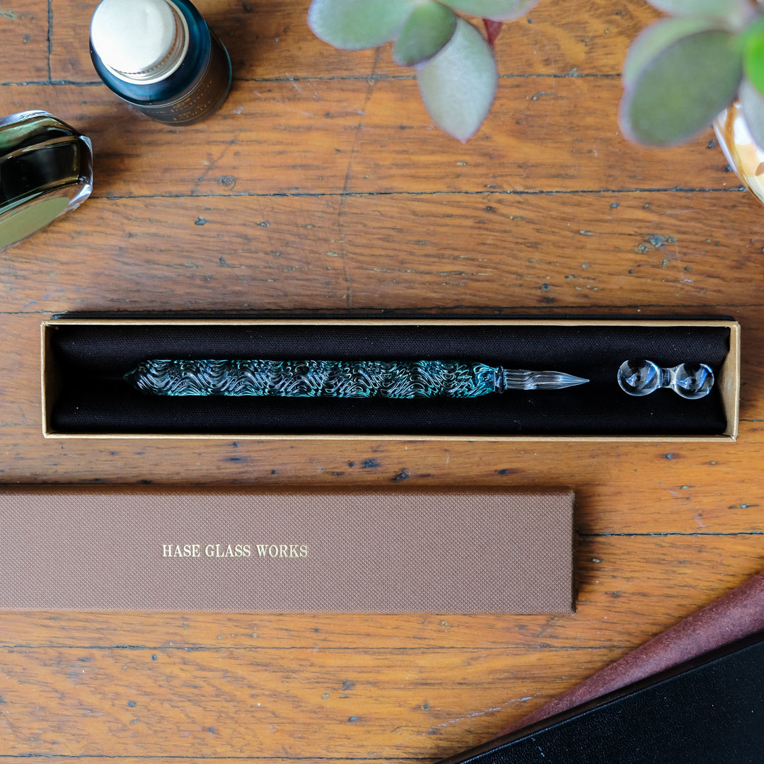 Glass Pen - HASE - Ripples Normal Nib - Glass Green