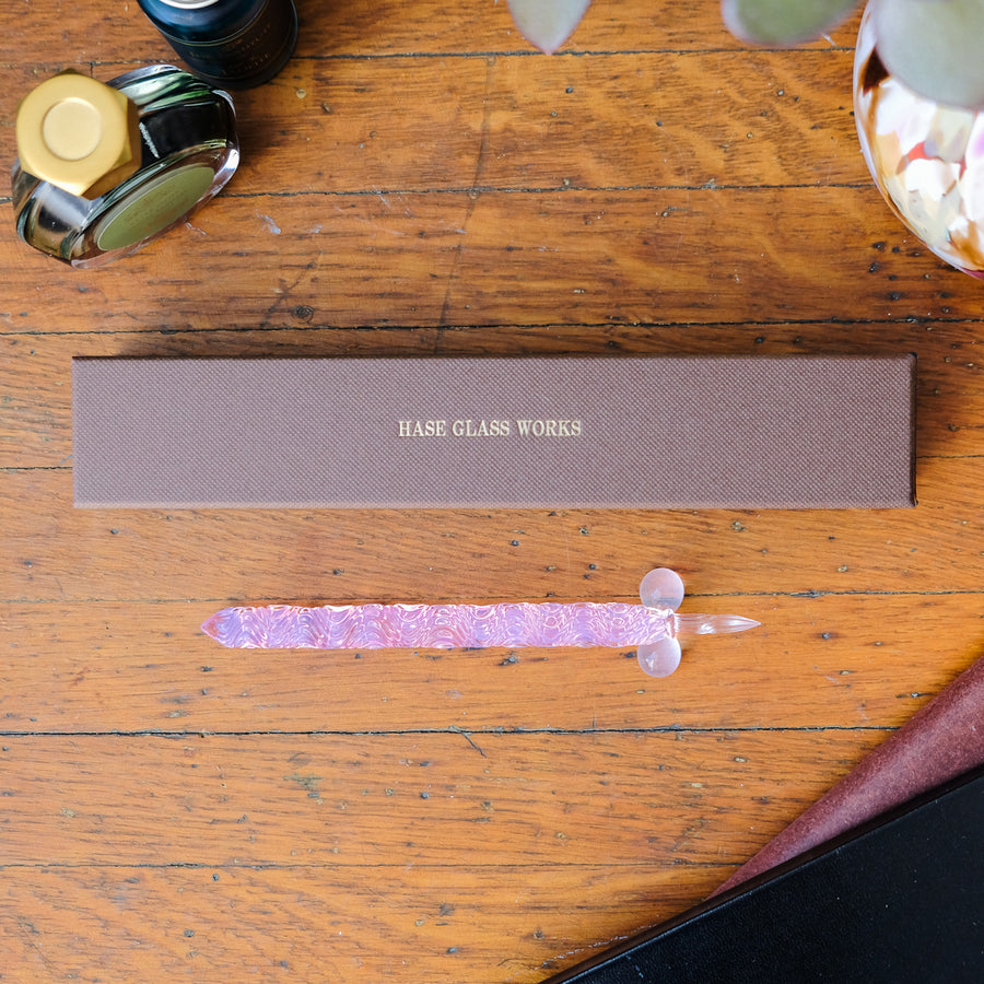 Glass Pen - HASE - Ripples Normal Nib - Lt Pink