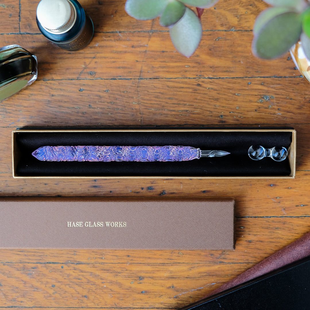 Glass Pen - HASE - Ripples Normal Nib - Lt Pink