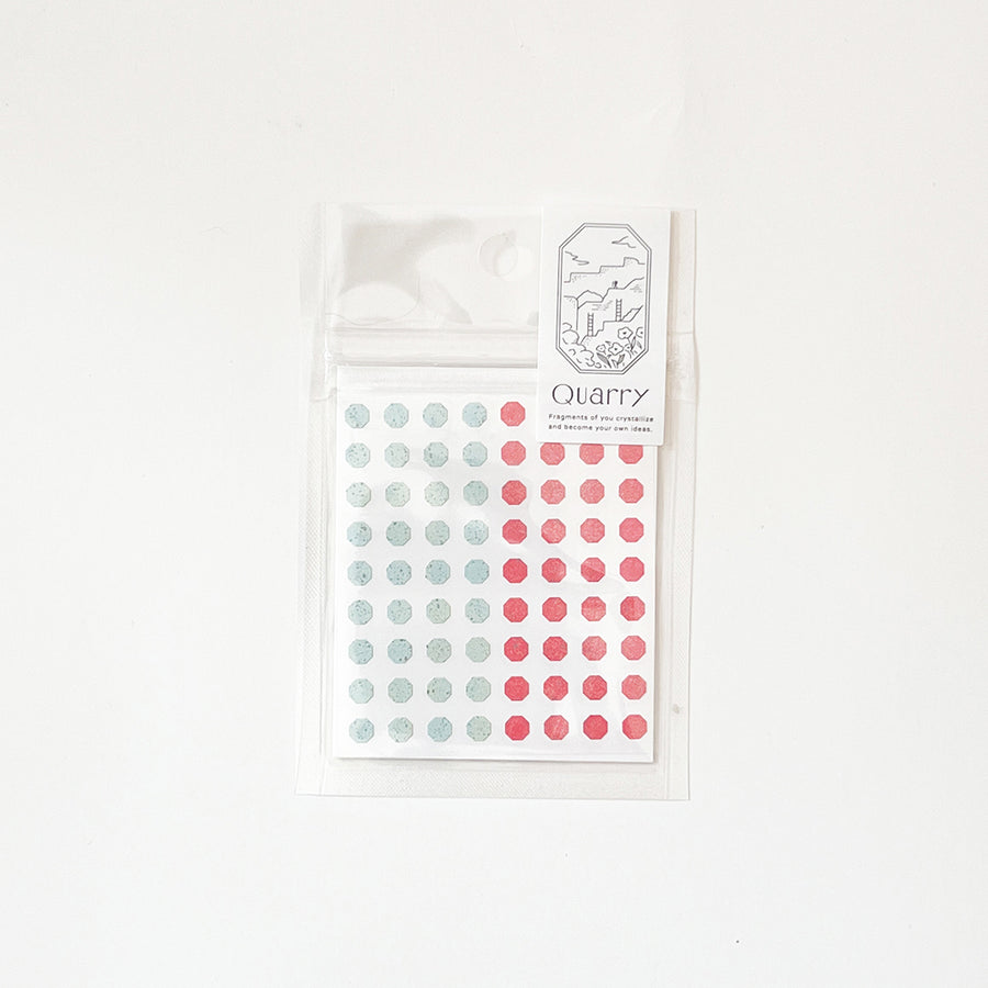 Iroha Tiny Quarry Stone Seal Stickers 5mm Octagon - Mint x Red