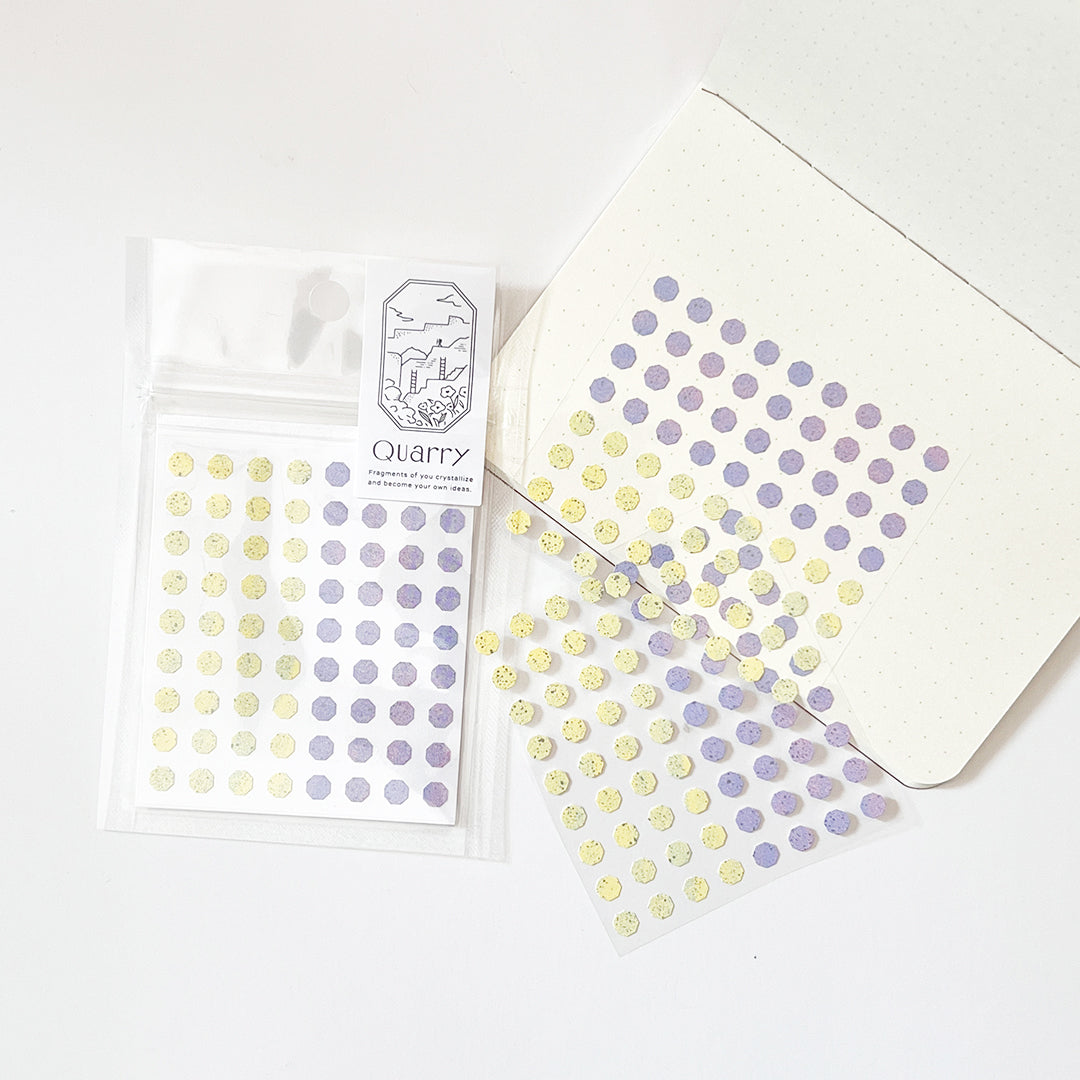 Iroha Tiny Quarry Stone Seal Stickers 5mm Octagon - Yellow x Purple