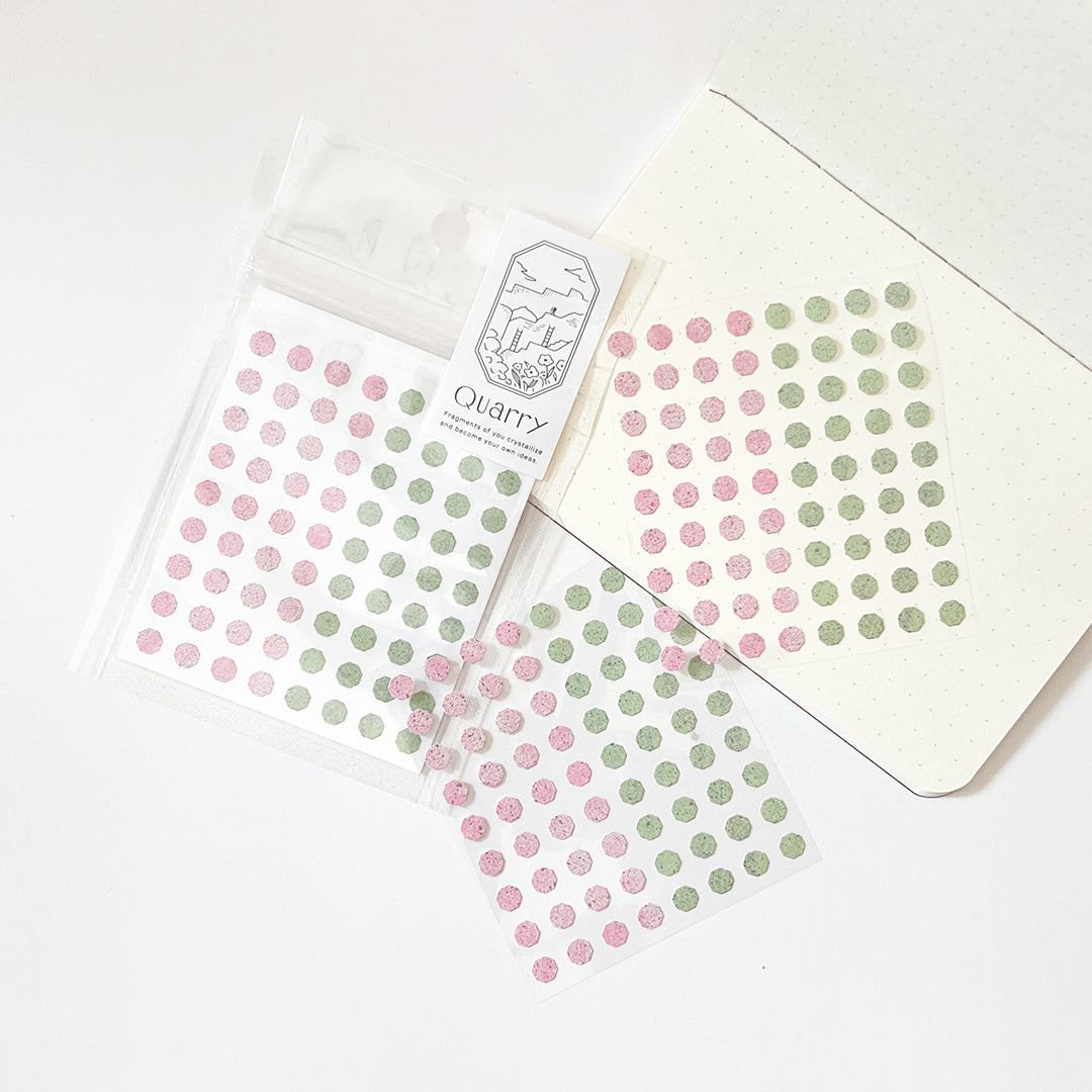 Iroha Tiny Quarry Stone Seal Stickers 5mm Octagon - Pink x Green