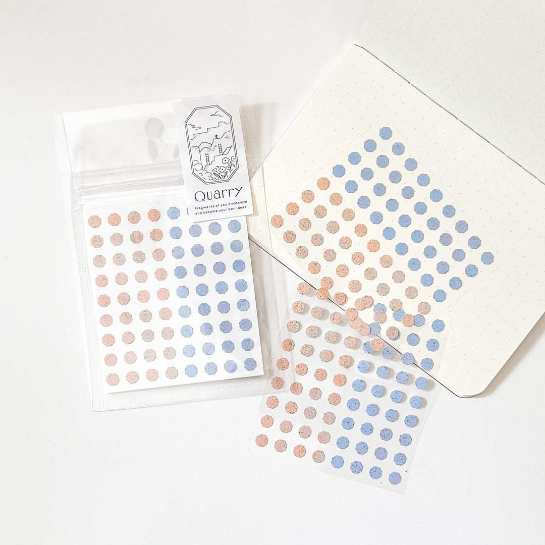 Iroha Tiny Quarry Stone Seal Stickers 5mm Octagon - Beige x Blue