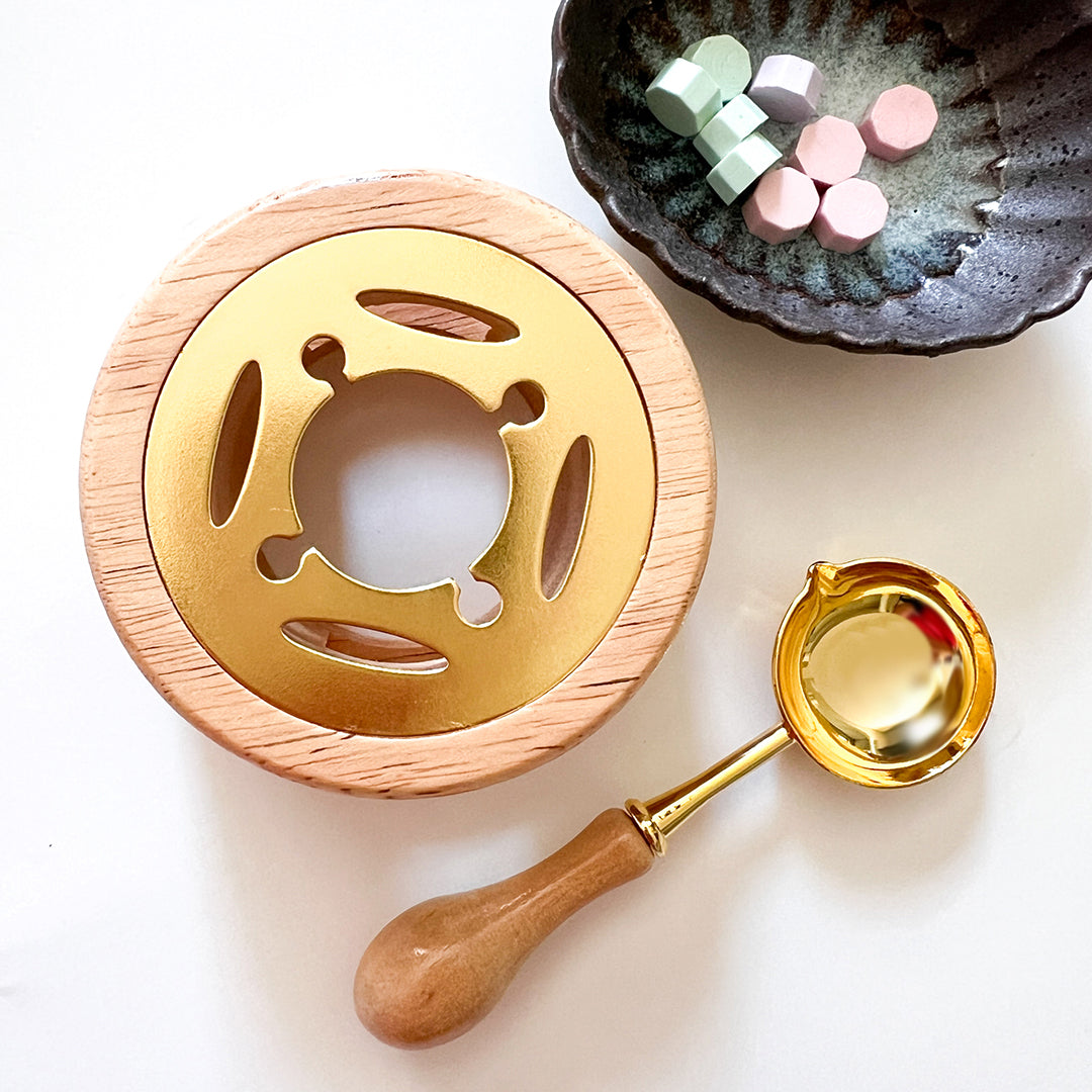Wooden Wax Seal Furnace and Spoon Set - Natural