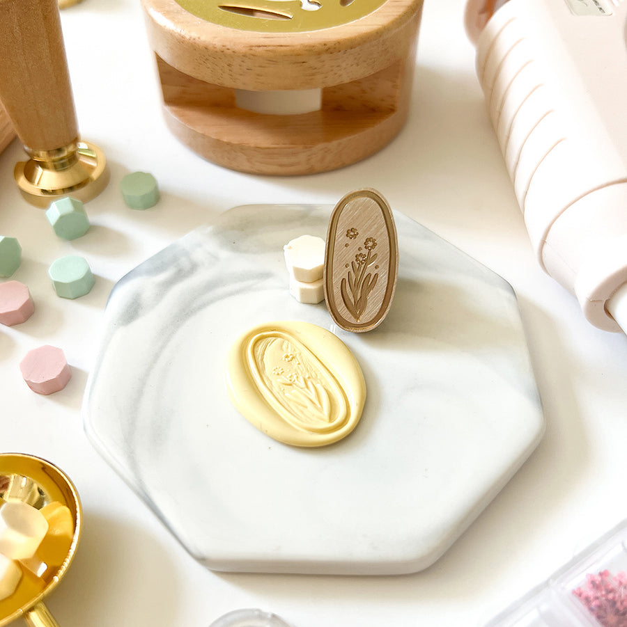 3D Wax Seal Head - Floral In Oval Frame (Does not include handle)
