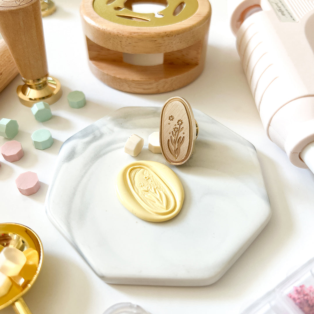 3D Wax Seal Head - Floral In Oval Frame (Does not include handle)