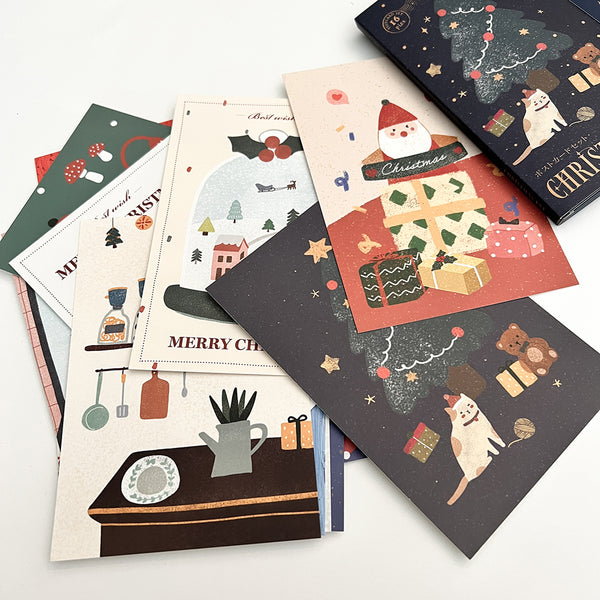 Boxed Set of Christmas Postcards (16pc) BLUE BOX Paper Plus Cloth
