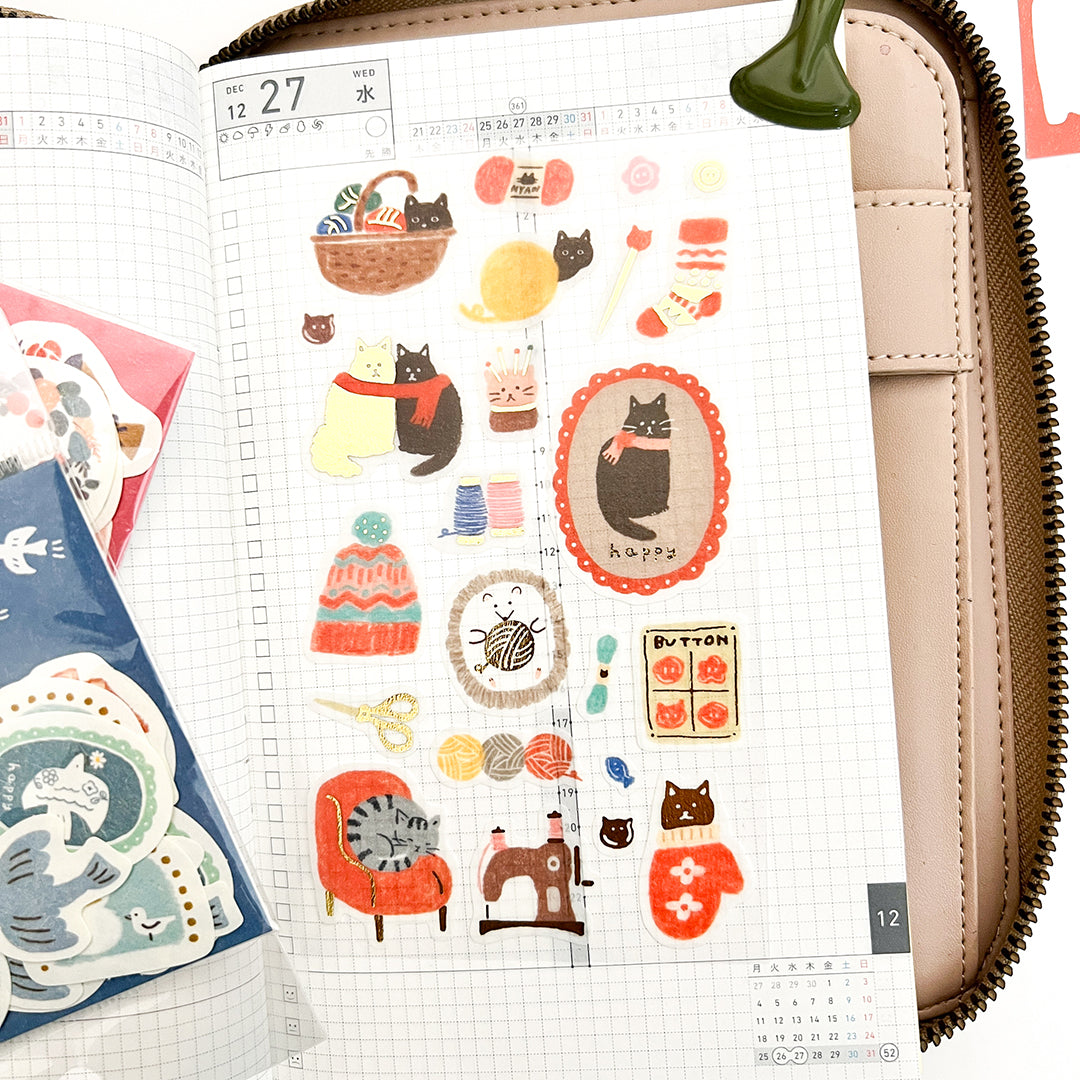 Furukawa Wa-Life Kira Seal Stickers - Keito to Neko QS174 Ltd. Winter Edition