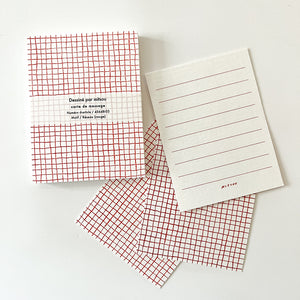 Classiky x Mitsou Letterpress Note Cards 20pc - Lattice / Red