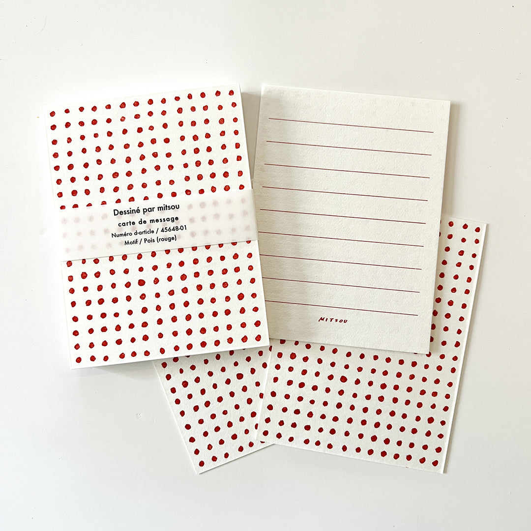 Classiky x Mitsou Letterpress Note Cards 20pc - Dot / Red