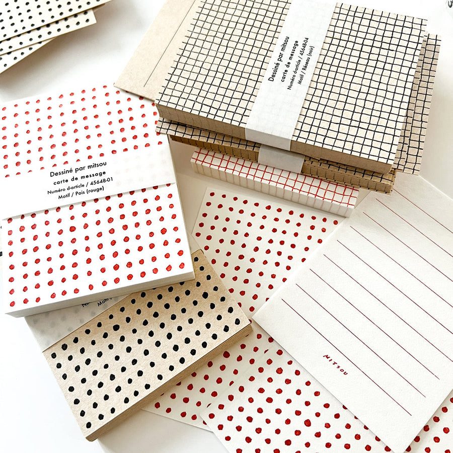 Classiky x Mitsou Letterpress Note Cards 20pc - Dot / Red