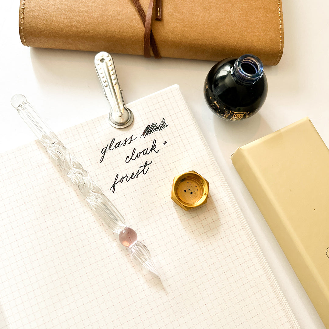 Baroque Short Size Glass Dip Pen - Pink