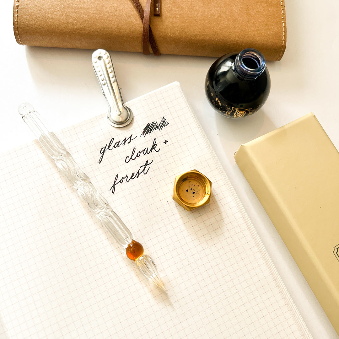Baroque Short Size Glass Dip Pen - Orange