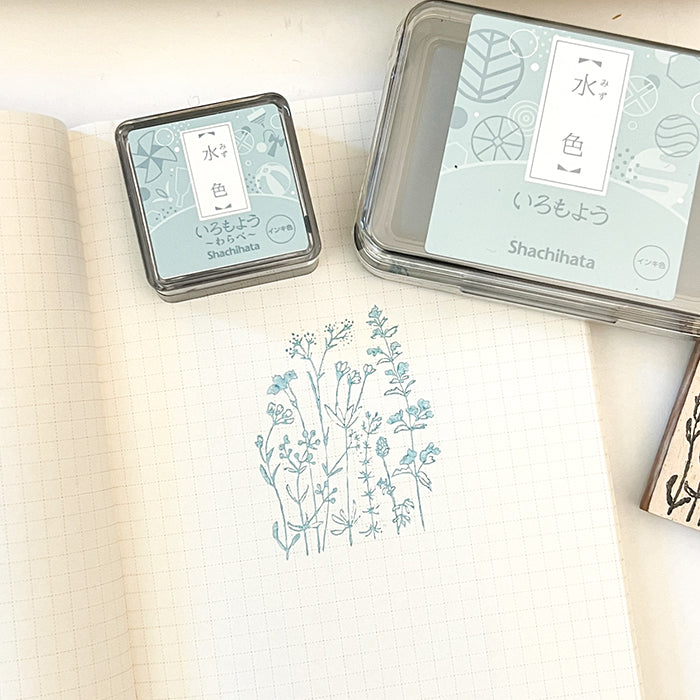 Shachihata Iromoyo MINI Ink Pad - Light Blue Mizuiro 水色 - HAC-S1-PB