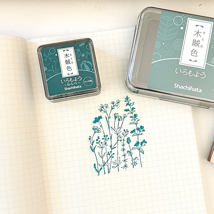 Shachihata Iromoyo MINI Ink Pad - Green Blue/Tokusa Iro Color - HAC-S1-DG