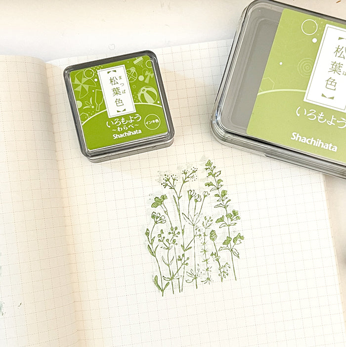 Shachihata Iromoyo MINI Ink Pad - Pine leaf color - Matsubairo 松葉色 - HAC-S1-DYG