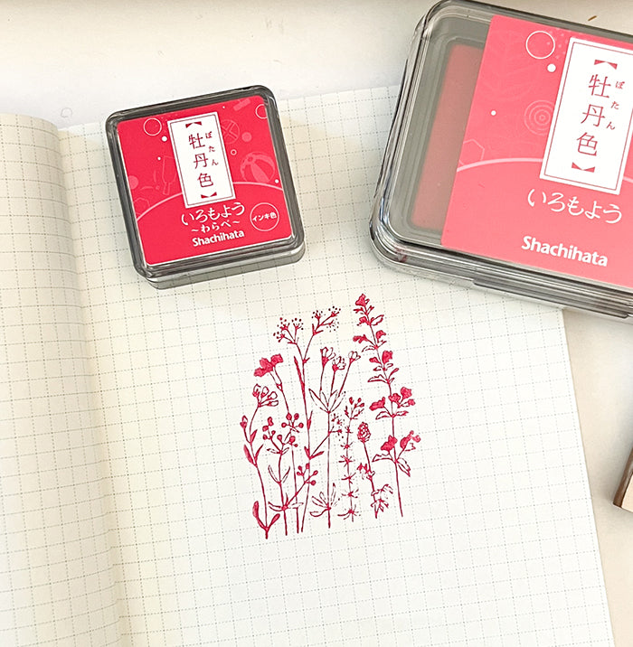 Shachihata Iromoyo MINI Ink Pad - Peony color - Botanir 牡丹色 - HAC-S1-P