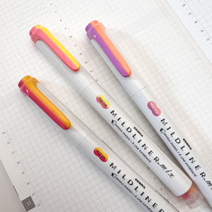 Zebra Mildliner Mix - 3pc 2-Tone Marker Set - Warm Assorted