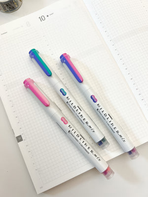 Zebra Mildliner Mix - 3pc 2-Tone Marker Set - Cool Assorted