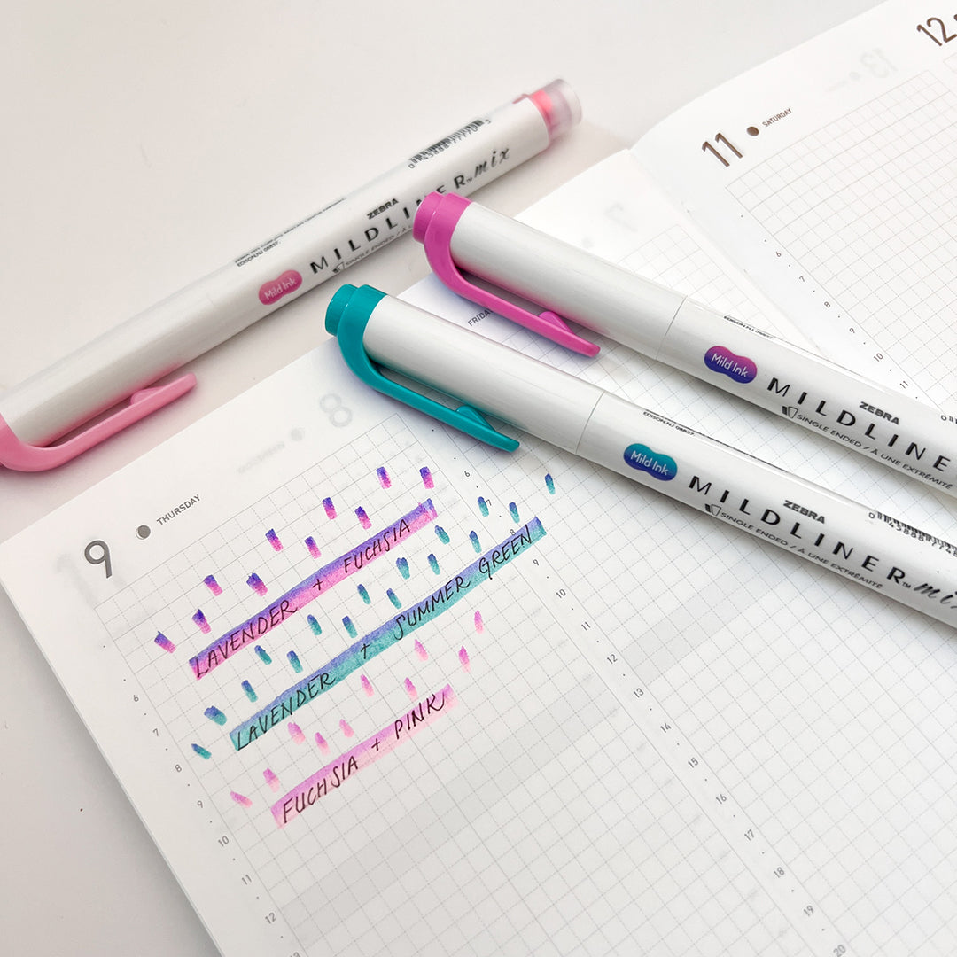 Zebra Mildliner Mix - 3pc 2-Tone Marker Set - Cool Assorted