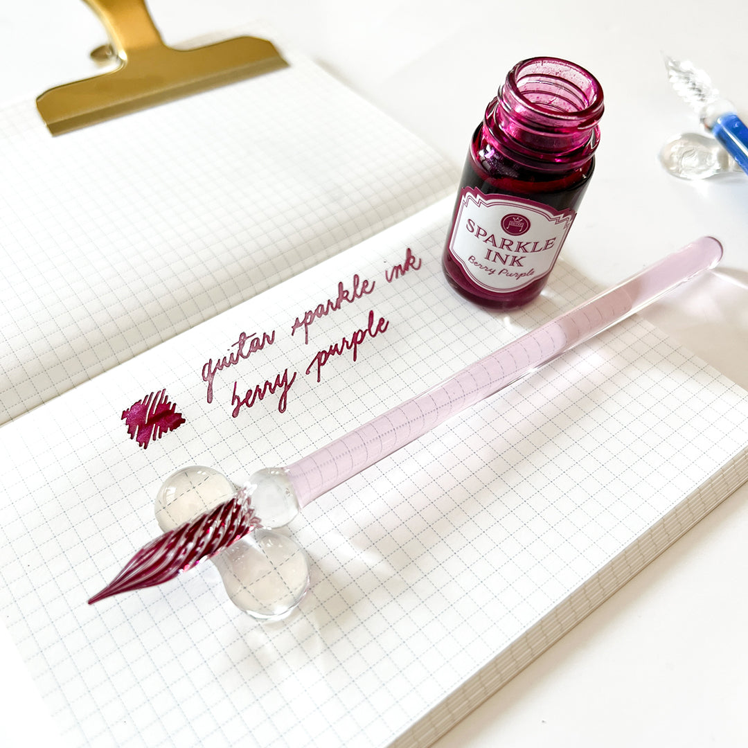 Azonx Cylinder Straw Style Glass Dip Pen - Pink