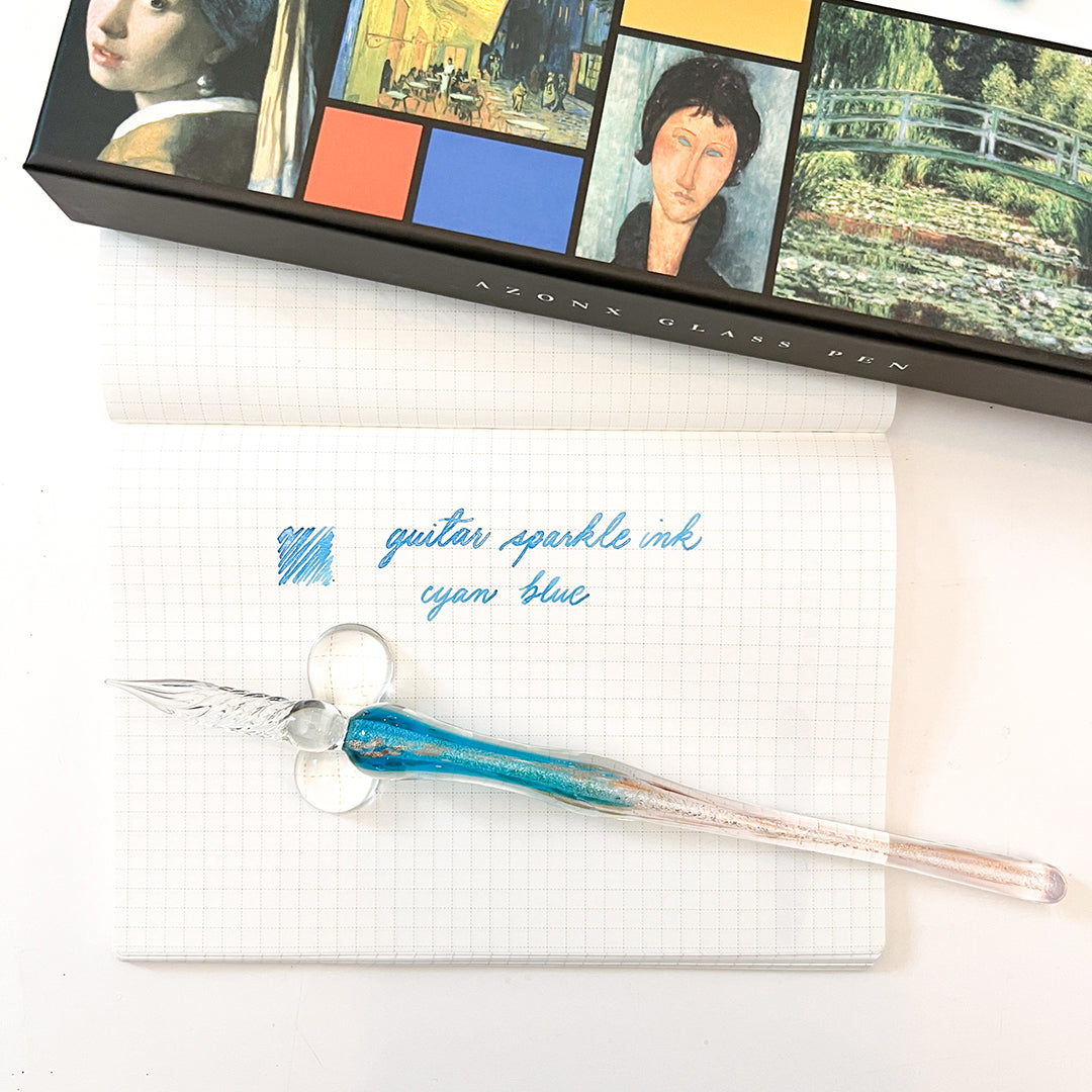 Azonx Glass Dip Pen - Lamé Light Blue Pink