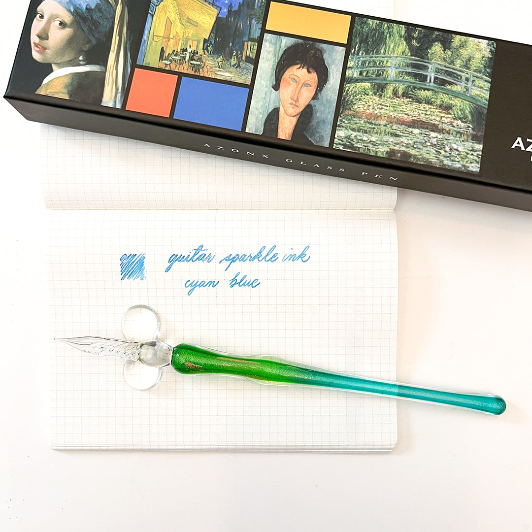 Azonx Glass Dip Pen - Lamé Green