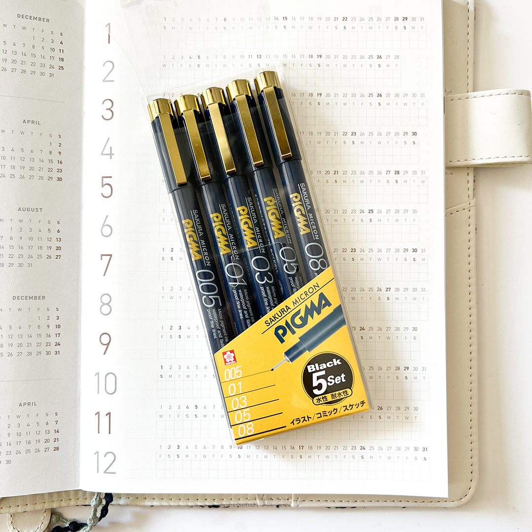 Sakura Pigma Micron Felt Tip Pen 5PK Navy Barrel 005-08