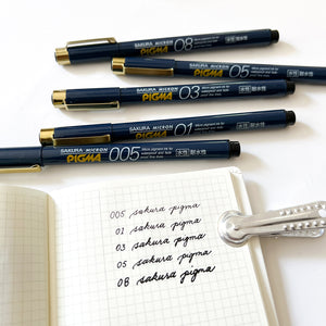 Sakura Pigma Micron Felt Tip Pen - Navy Barrel - Various Sizes Black