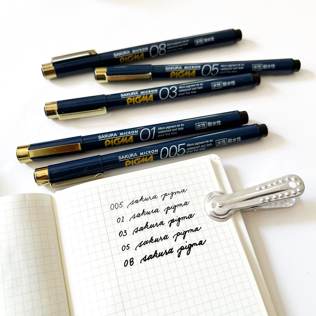 Sakura Pigma Micron Felt Tip Pen - Navy Barrel - Various Sizes Black -  Paper Plus Cloth