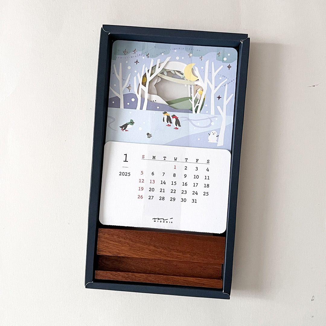 Midori 2025 Laser Cut Stand Up Calendar - Landscape - Paper