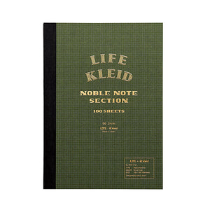 LIFE Kleid Noble Note 2mm Grid Notes B6 - Olive 100 Cream Sheets