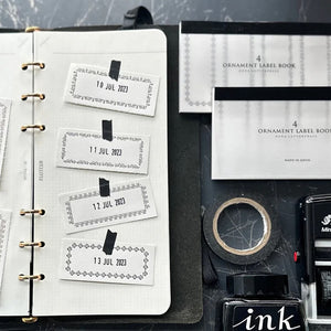 OEDA Letterpress 4 Ornament Label Book - Frame - LB025 Black