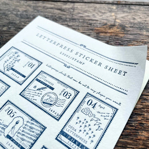 OEDA Letterpress Sticker Sheet - Stamp - LS001D Dark Blue