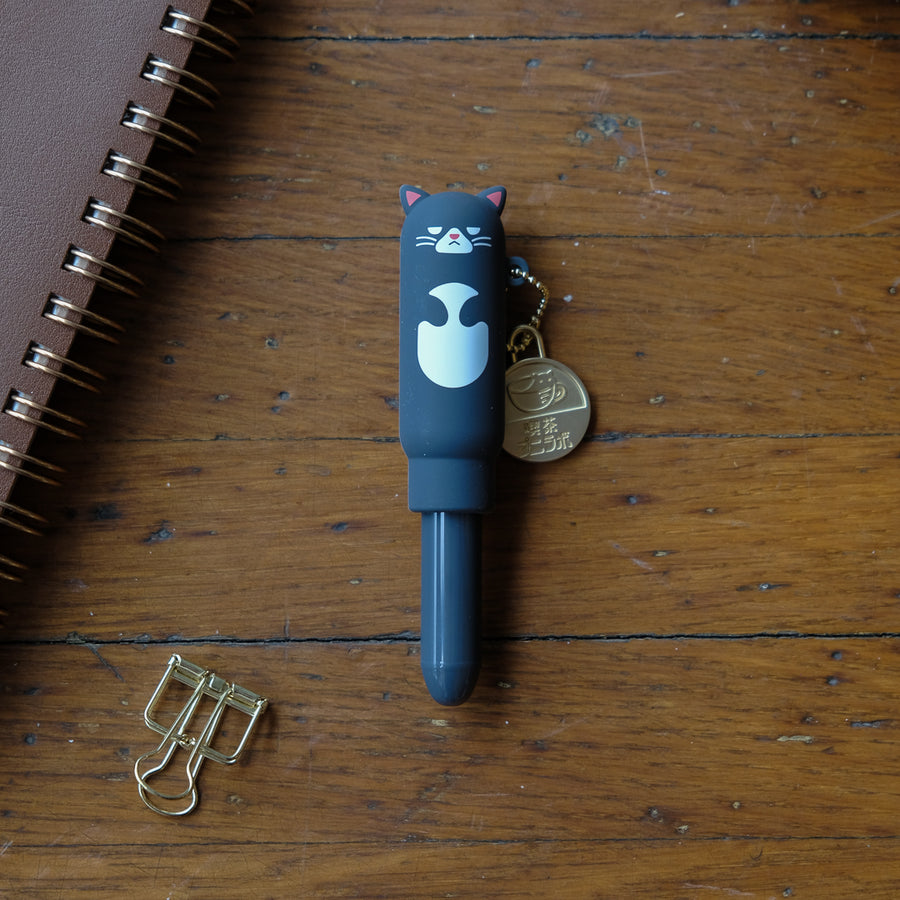 LIHIT LAB. PuniLabo Gel Pen Coffee Shop Animals - PN200-1 Ballpoint Pen Black Cat