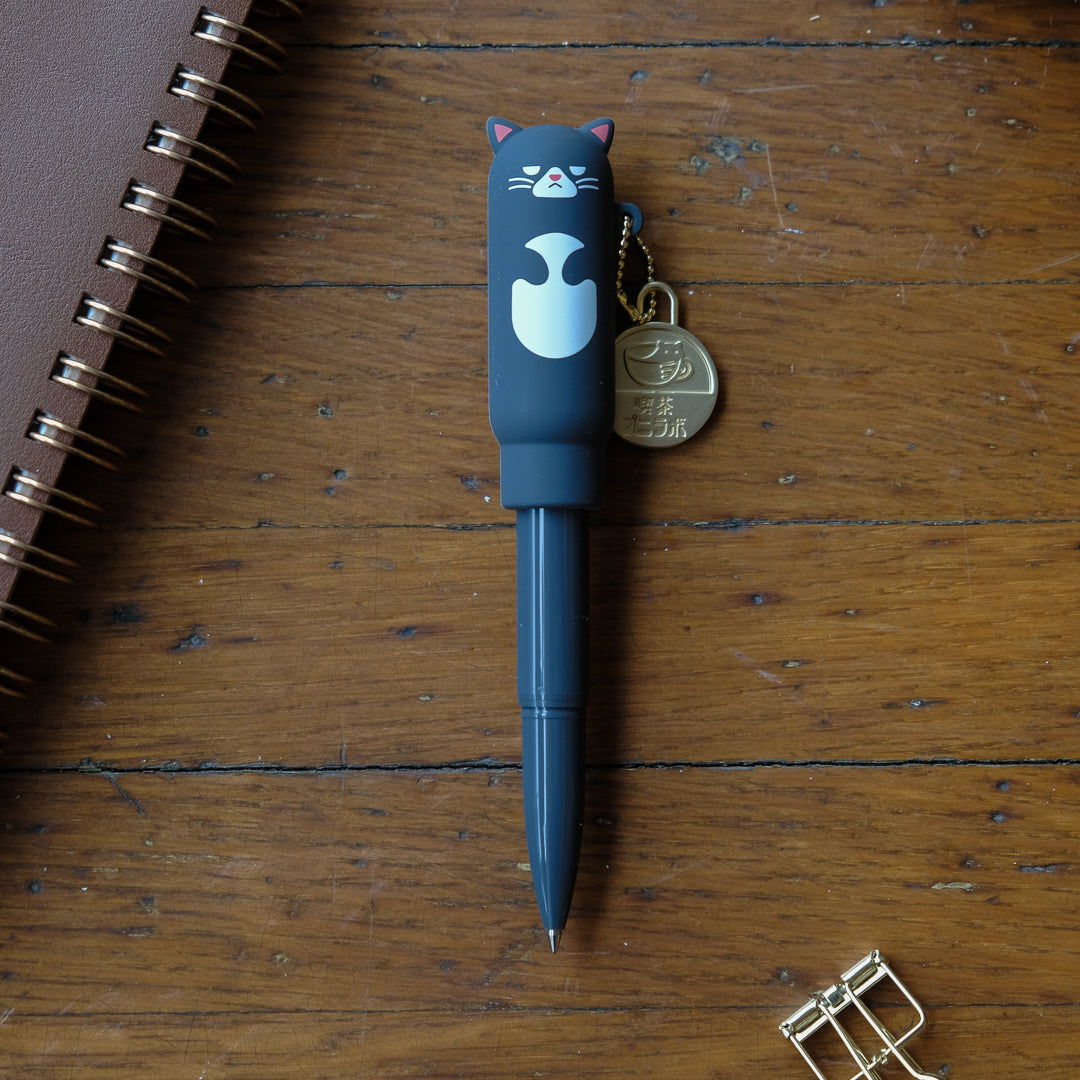 LIHIT LAB. PuniLabo Gel Pen Coffee Shop Animals - PN200-1 Ballpoint Pen Black Cat