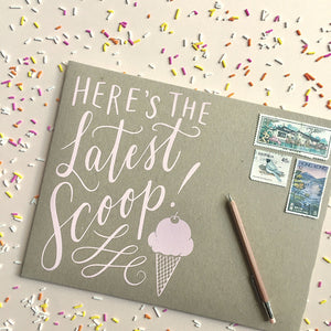 Love Lettering Decorative Mailer - Here's the Latest Scoop 7 x 9"