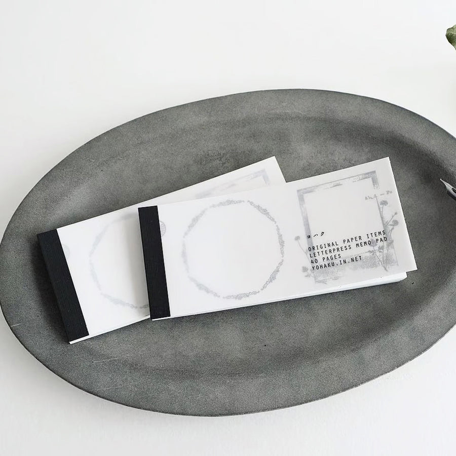 Yohaku Letterpress Memo Pad - M-132 Collection BLACK